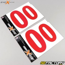 Stickers numéro 0 Evo-X Racing rouges brillant (jeu de 4)