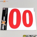 Números XNUMX Evo-X Racing  rojos brillantes (juego de XNUMX)