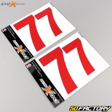 Números 7 Evo-X Racing vermelhos brilhantes (conjunto de 4)