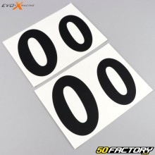 Stickers numéro 0 Evo-X Racing noirs mat (jeu de 4)