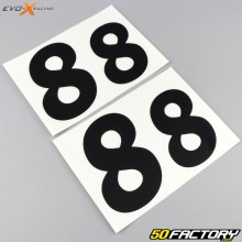 Stickers numéro 8 Evo-X Racing noirs mat (jeu de 4)