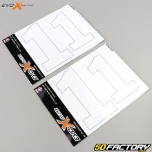 Stickers numéro 1 Evo-X Racing blancs brillant (jeu de 4)