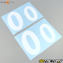 Stickers numéro 0 Evo-X Racing blancs brillant (jeu de 4)