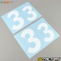 Números 3 Evo-X Racing blancos brillantes (juego de 4)