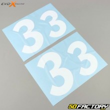 Nummer 3 Evo-X-Aufkleber Racing helles Weiß (4er-Set)