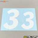 Números 3 Evo-X Racing blancos brillantes (juego de 4)