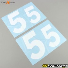 Stickers numéro 5 Evo-X Racing blancs brillant (jeu de 4)