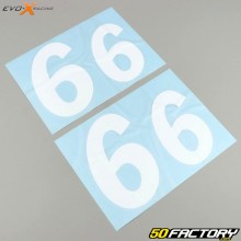 Números 6 Evo-X Racing brancos brilhantes (conjunto de 4)