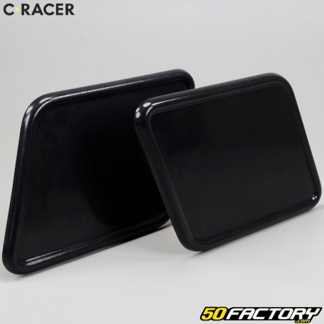 Matrículas de cuadrilátero de café race r, vía plana C-Racer  negro (paquete de XNUMX)