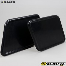 Placas porta número cuadrilátero café racer, flat-track C-Racer negras (paquete de XNUMX)