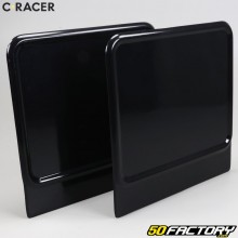 Plaques numéros carrées scrambler, flat-track C-Racer noires (lot de 2)