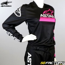 Camisola feminina Alpinestars Stella Fluid preta e rosa fluorescente