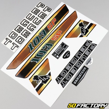 Kit grafiche adesivi Peugeot 103 SP arancione V1