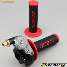 Gas handle complete with Accossato coverings Racing semi-embossed black and red