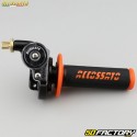 Gas handle complete with Accossato coatings Racing  semi-waffle black and orange