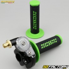 Gas handle complete with Accossato coverings Racing  semi-waffle black and green