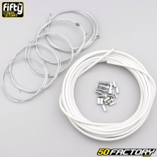 Cabos e condutas de gás, starter, descompressor e freios MBK 51, Motobécane AV88, 89... Fifty branco (conjunto)