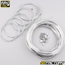 Cables and gas ducts, starter, decompressor and brakes MBK 51, Motobécane AV88, 89... Fifty chrome (kit)