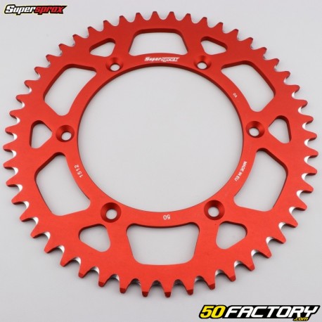 Rear sprocket 50 aluminum teeth 520 Gas Gas EC 125, Husqvarna TC 250... Supersprox red