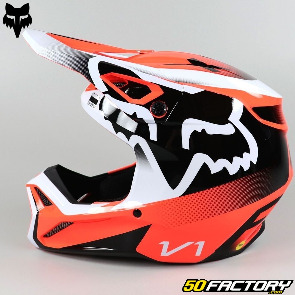 Casque cross V1 LEED FOX noir blanc - , Casque Cross