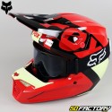 Capacete cross Fox Racing  VXNUMX Xpozr vermelho neon