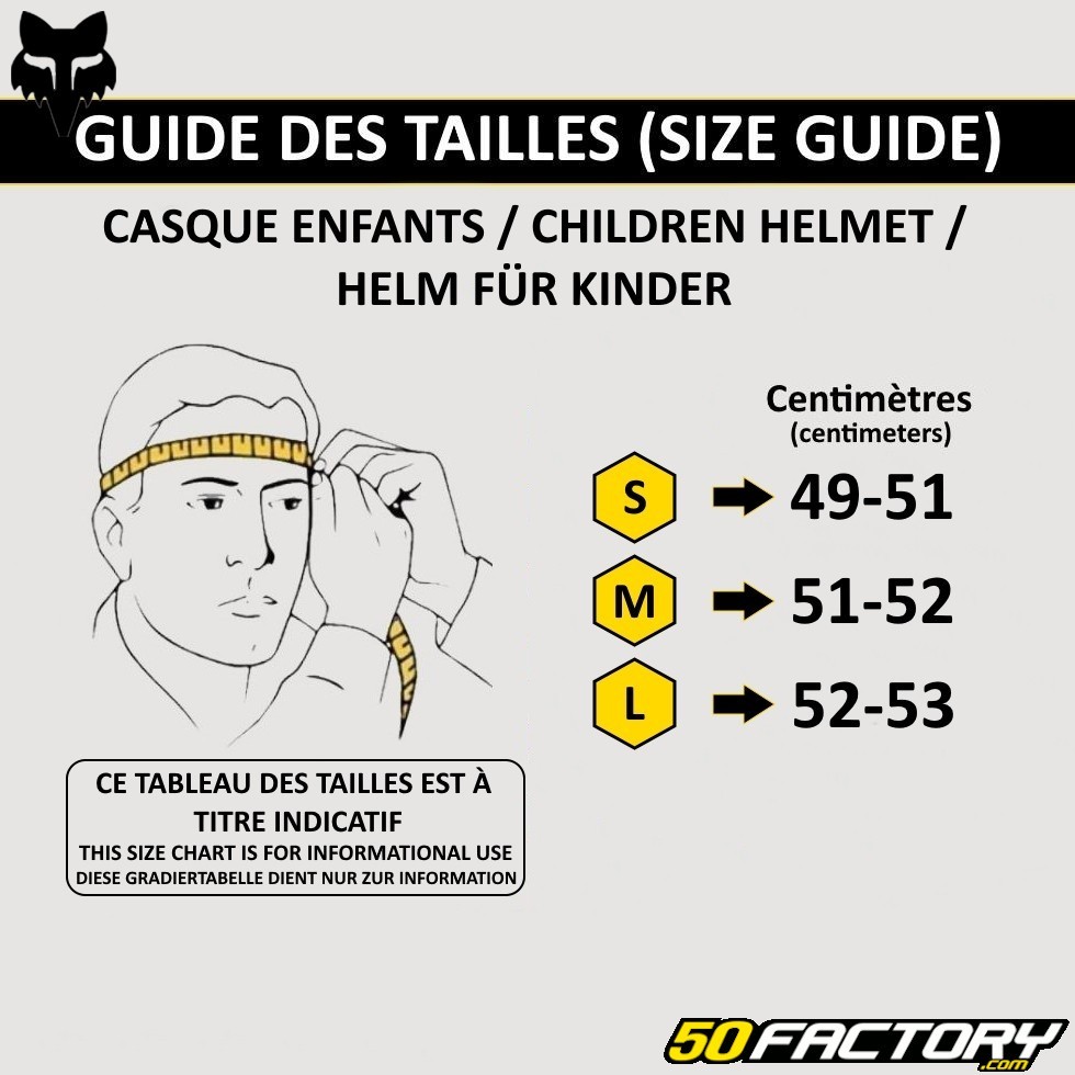 Taille casque moto enfant - Guide tailles
