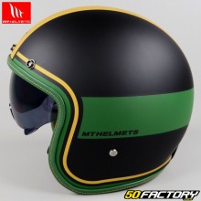 Jet helmet MT Helmets Le Mans II matt black and green