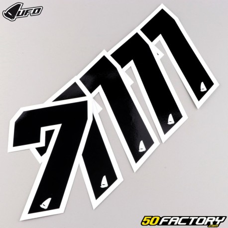 Number 7 stickers UFO black 13 cm (set of 5)