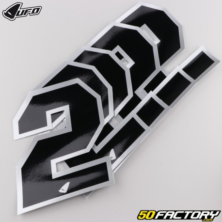 Number 2 stickers UFO black edging silver 13 cm (set of 5)