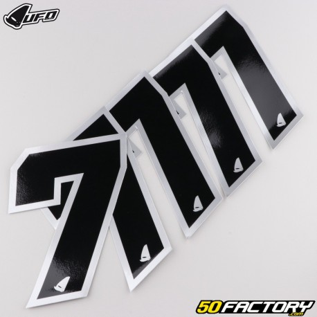 Number 7 stickers UFO black edging silver 13 cm (set of 5)