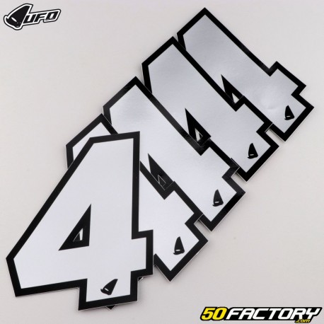 Number 4 stickers UFO silver 13 cm (set of 5)