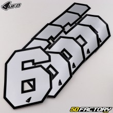 Stickers number 6 UFO silver 13 cm (set of 5)