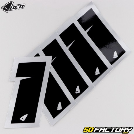 Number 1 stickers UFO Evo black edging silver 10 cm (set of 5)