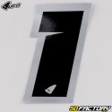 Stickers numéro 1 UFO Evo noirs liseret argent 10 cm (jeu de 5)