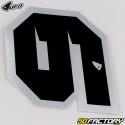 Number 9 stickers UFO Evo black edging silver 10 cm (set of 5)