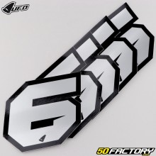 Stickers number 6 UFO Evo silver 10 cm (set of 5)