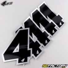Stickers number 4 UFO black edging silver 10 cm (set of 5)