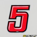 Number 5 sticker red holographic edging black 10 cm