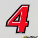 Number 4 sticker red holographic edging black 10 cm