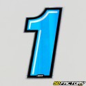 Number 1 sticker blue holographic black edging 10 cm