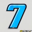 Number 7 sticker blue holographic black edging 10 cm