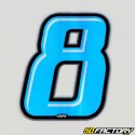 Number 8 sticker blue holographic black edging 10 cm