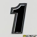 Black holographic number sticker with silver edging 1 cm