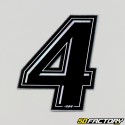 Black holographic number sticker with silver edging 4 cm