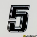 Black holographic number sticker with silver edging 5 cm