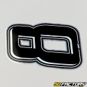 Black holographic number sticker with silver edging 8 cm