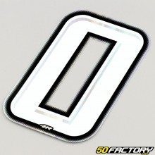 Sticker number 0 holographic white silver edging 10 cm