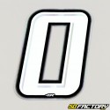 Number sticker holographic white silver edging 0 cm