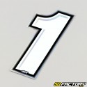 Number sticker holographic white silver edging 1 cm