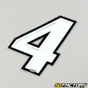 Number sticker holographic white silver edging 4 cm